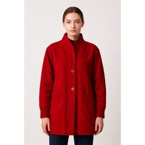 Vintage Red Wool Blend Button Front Coat Michelle Stuart Size 8